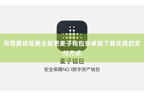 而想要体验更全新更麦子钱包安卓版下载优质的支付方式